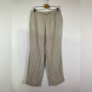 J. Jill 100% Linen Loose Fit Pull On Pants, Sand, Size Small